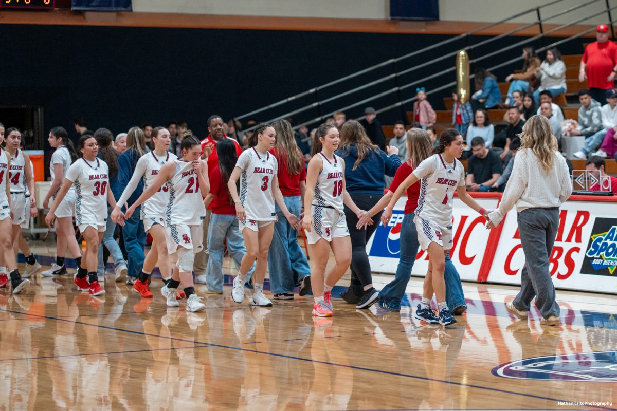 The Bear Cubs' high-fives each other, and American River's players after a dazzling display at Haehl Pavilion on Friday, Feb. 21, 2025.
