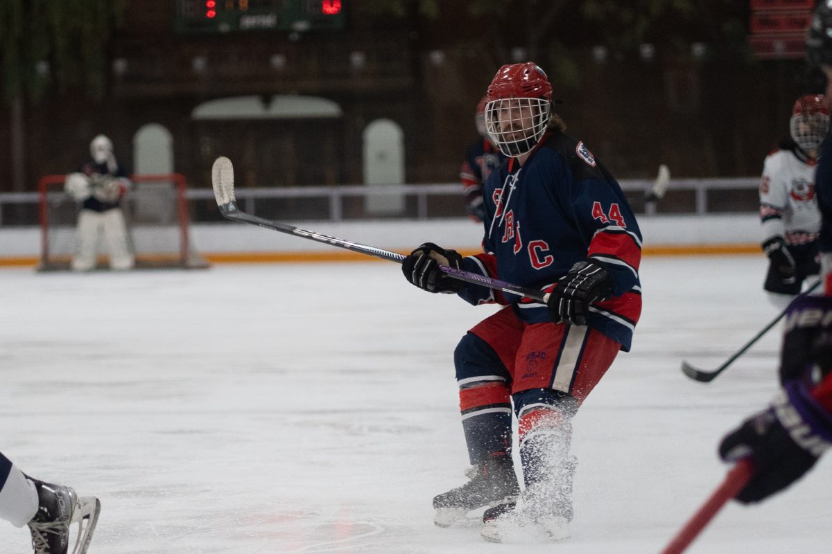 Polar Bears forward Grant Snetsinger takes a hard stop during his match against Fresno State at Snoopy's Home Ice on Saturday, Feb. 1, 2025.