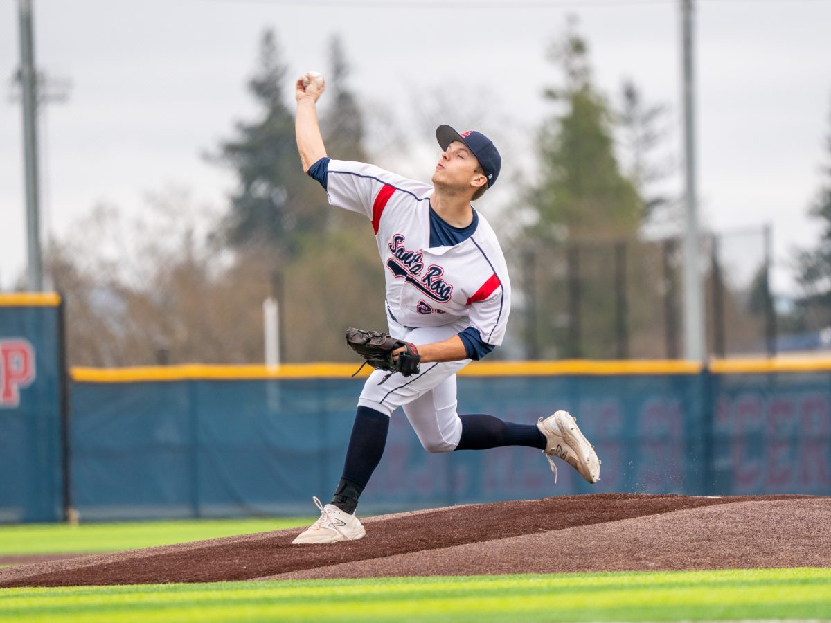Sophomore Brice Cox pitches for the Bear Cubs in the scrimmage against Sacramento City College at home, Jan. 17, 2025.