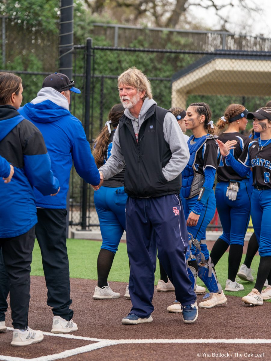 Assistant coach Doug Buescher shakes hands with the Modesto coaching team after the Bear Cubs win against Modesto on Saturday, March 15, 2025 in Santa Rosa.