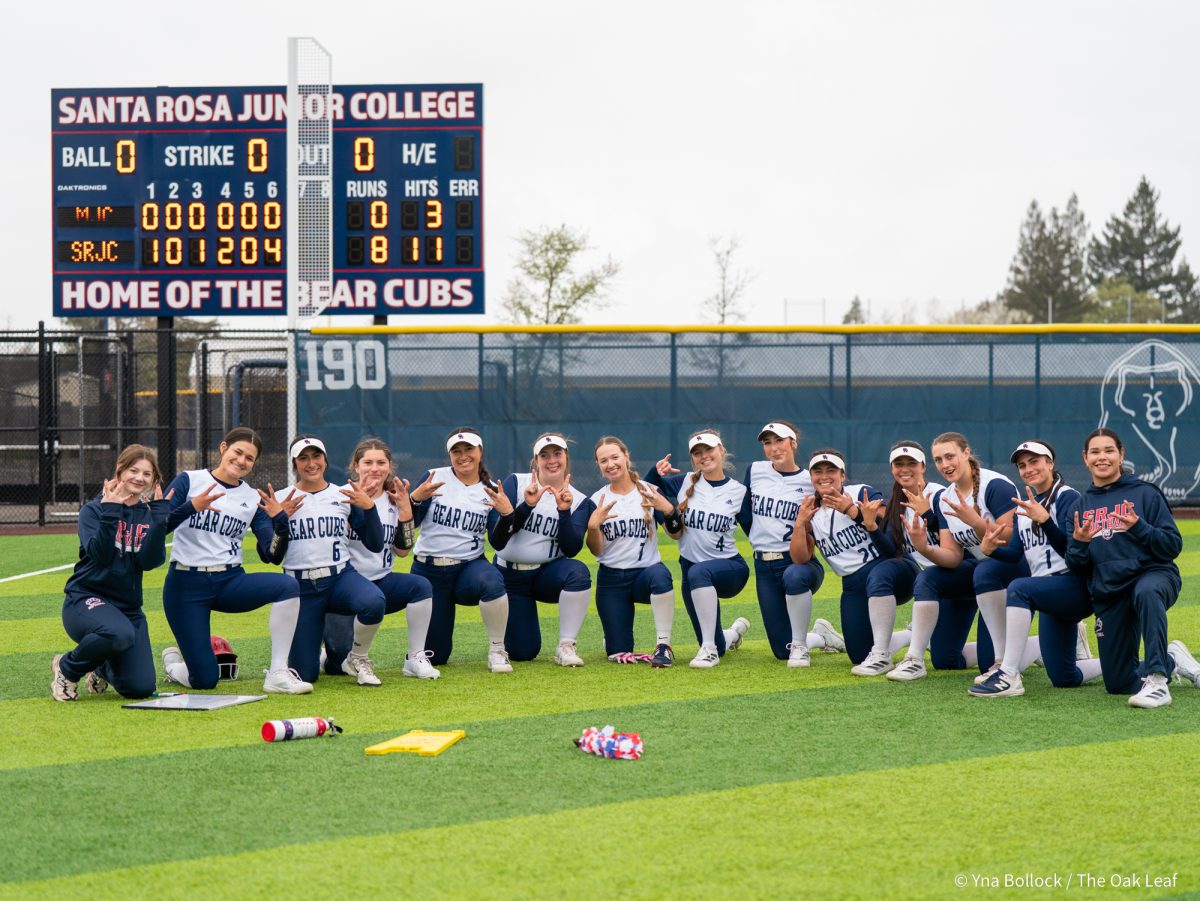 The Bear Cubs are ready to meet with the coaches post-game after their win against Modesto on Saturday, March 15, 2025 in Santa Rosa.