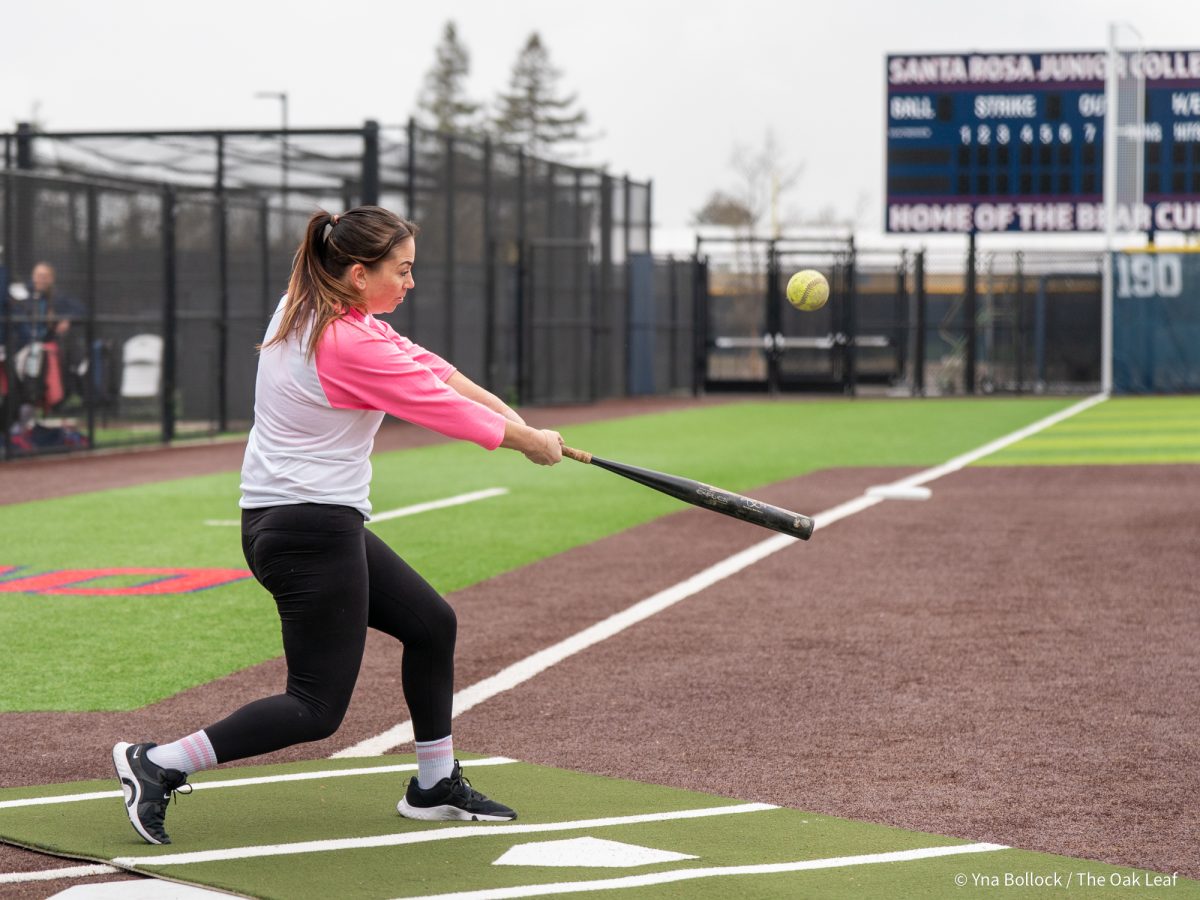Alumni Niki Pappas participates in the SRJC Softball Alumni Home Run Derby on Saturday, March 15, 2025 in Santa Rosa.