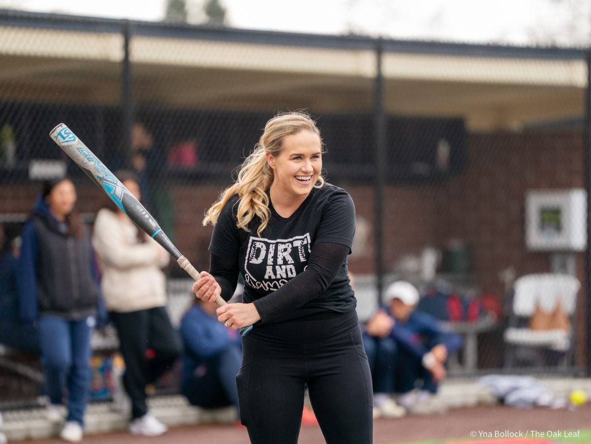Alumni Karen Davis participates in the SRJC Softball Alumni Home Run Derby on Saturday, March 15, 2025 in Santa Rosa.