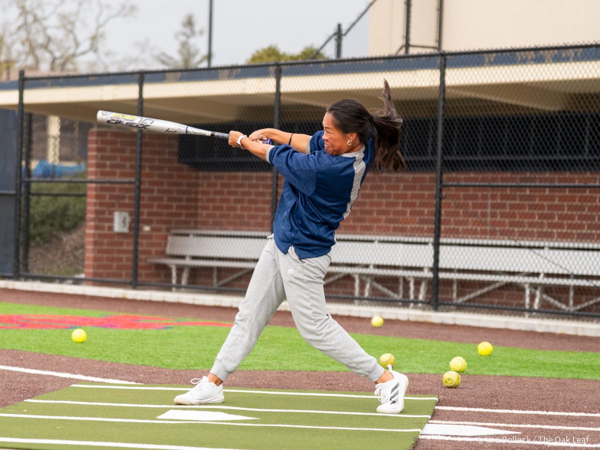 Assistant coach Anna Zoia-Buescher participates in the SRJC Softball Alumni Home Run Derby on Saturday, March 15, 2025 in Santa Rosa.