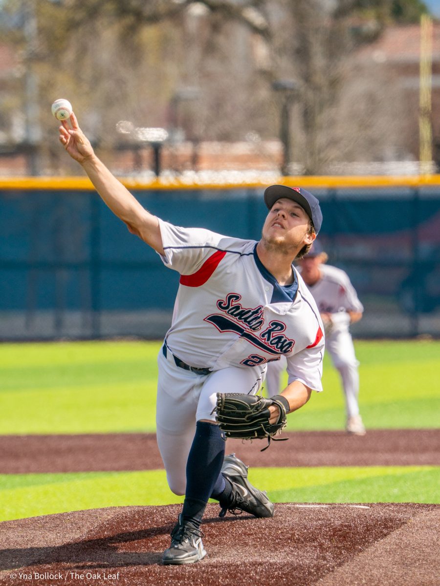 Sophomore pitcher Brice Cox takes over the mound in the top of the fourth against Sierra on Thursday, March 20, 2025 in Santa Rosa.