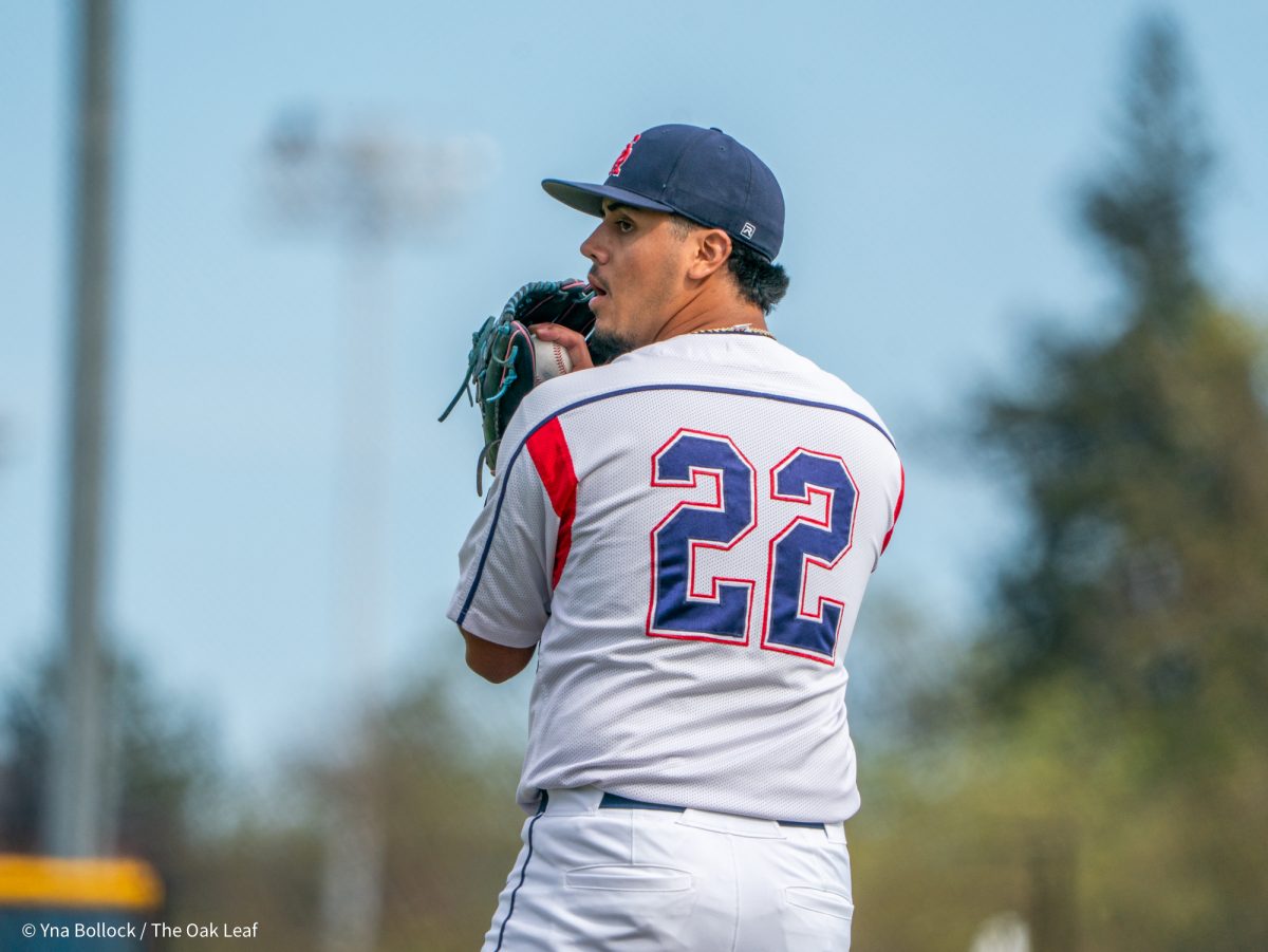 Sophomore pitcher Raul Valdivia takes over for Okada midway through the bottom of the sixth against Sierra on Thursday, March 20, 2025 in Santa Rosa.