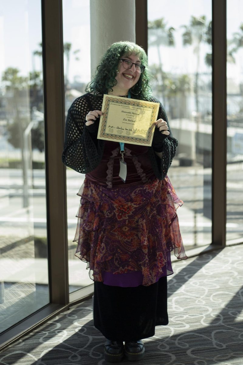 The Oak Leaf's reporter Zoe Steiner smiles ecstatically as she wins in the "On the Spot Feature Writing" competition at the ACP Spring National Media Conference on Saturday, March 8, 2025 in Long Beach, California.
