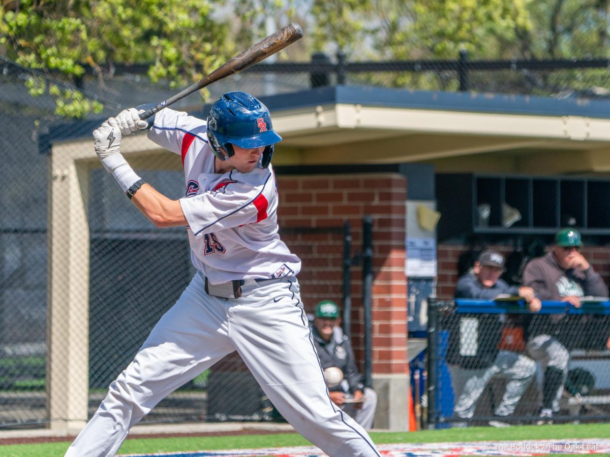 Freshman shortstop Brett Neidlinger is hit by a pitch in the bottom of the second against Diablo Valley College on Thursday, April 3, 2025 in Santa Rosa.
