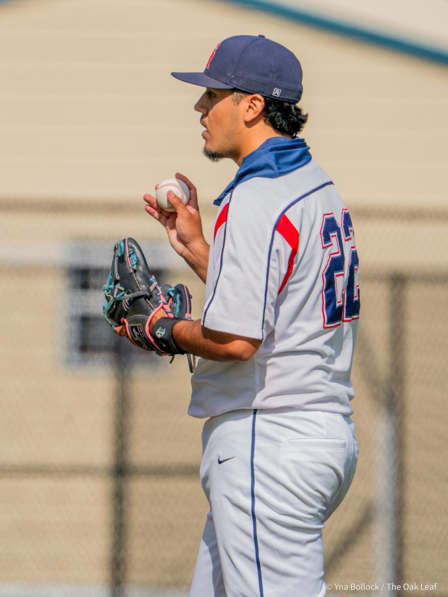 Sophomore pitcher Raul Valdivia takes over for the Bear Cubs in the top of the sixth against Diablo Valley College on Thursday, April 3, 2025 in Santa Rosa.