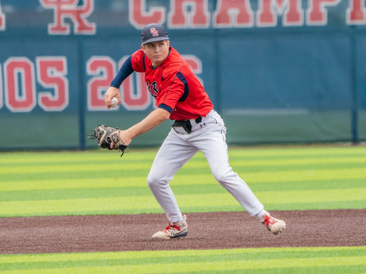 Sophomore third baseman Tyler Nordyke snags a grounder and winds back to throw to first base in the game against Folsom Lake on Thursday, April 24, 2025 at home.