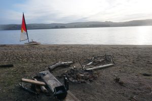 Leave no trace: an extinguished campfire and a stack of firewood for the next camper are the only remains of a camping trip at Point Reyes National Seashore on Friday, March 21, 2025