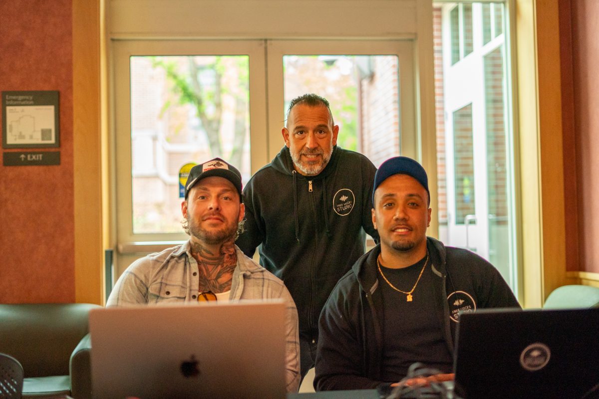 Left, Grant Benziger, center, Giovanni Barbieri , and right, Herb Polk plays music created by members of SRJC's Second Chance Club in Bertolini Hall on Tuesday, April 15, 2025 in Santa Rosa.