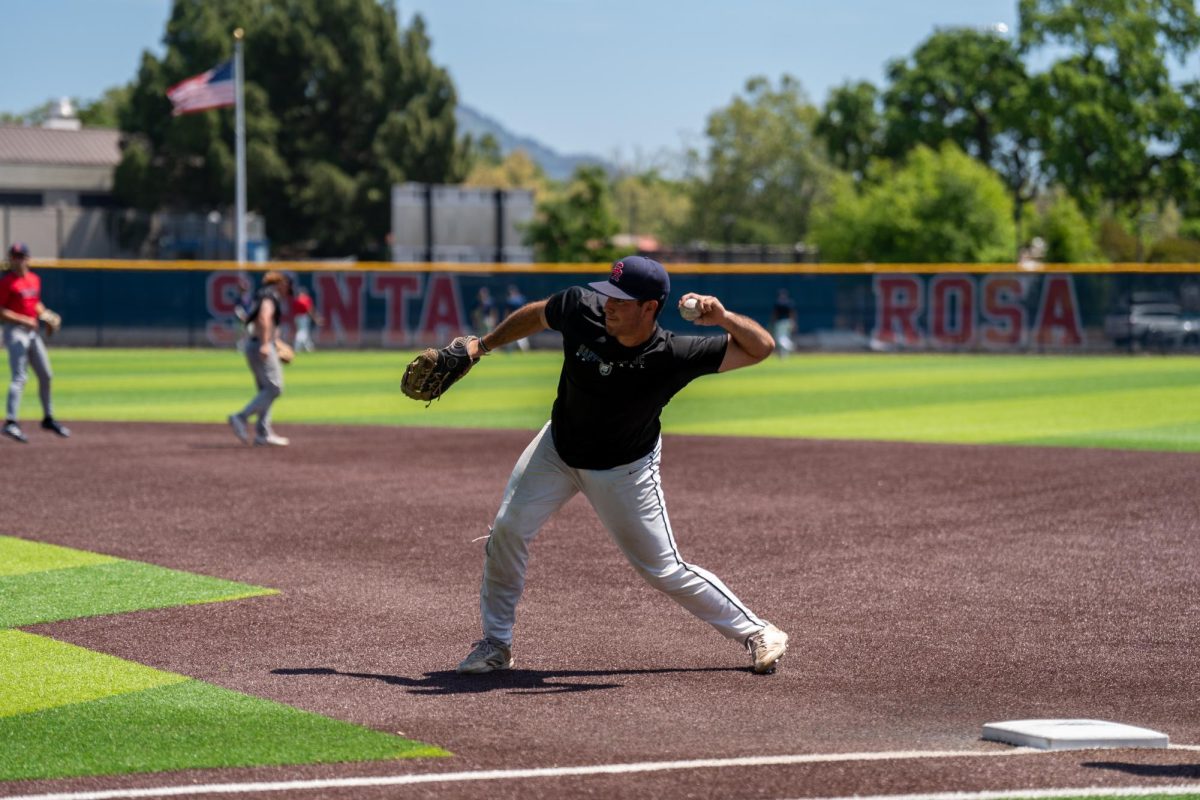 Santa Rosa Junior College infielder Josh Martin during fielding practice in preparation for the first round of 3C2A playoffs on Tuesday, April 29, 2025. 