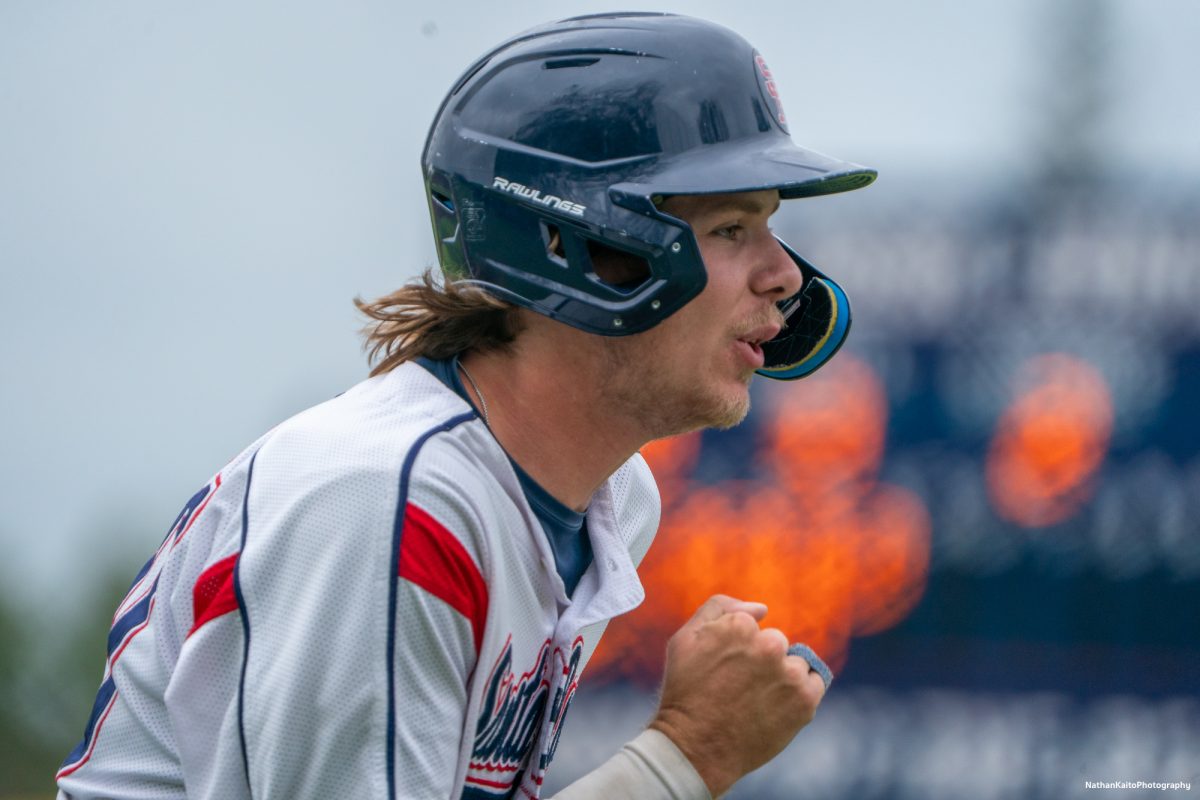 Santa Rosa Junior College's sophomore catcher Mason Cox is all smiles as he scores against Sac City College on Tuesday, April 15, 2025 in Santa Rosa.