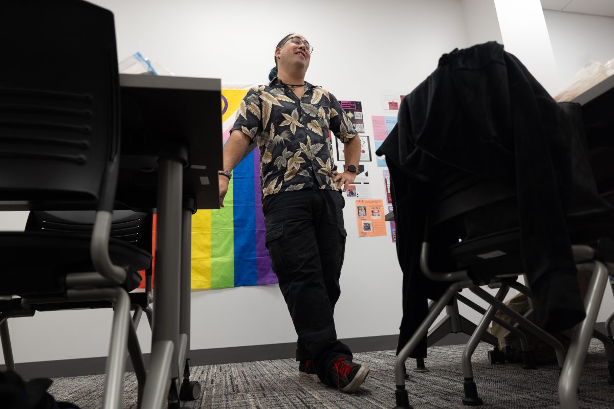 Women and Gender Studies Club President Shawn Ramus converses with other club members on April 2, 2025. The club is located in 3118 Stevenson at Sonoma State University in Rohnert Park.