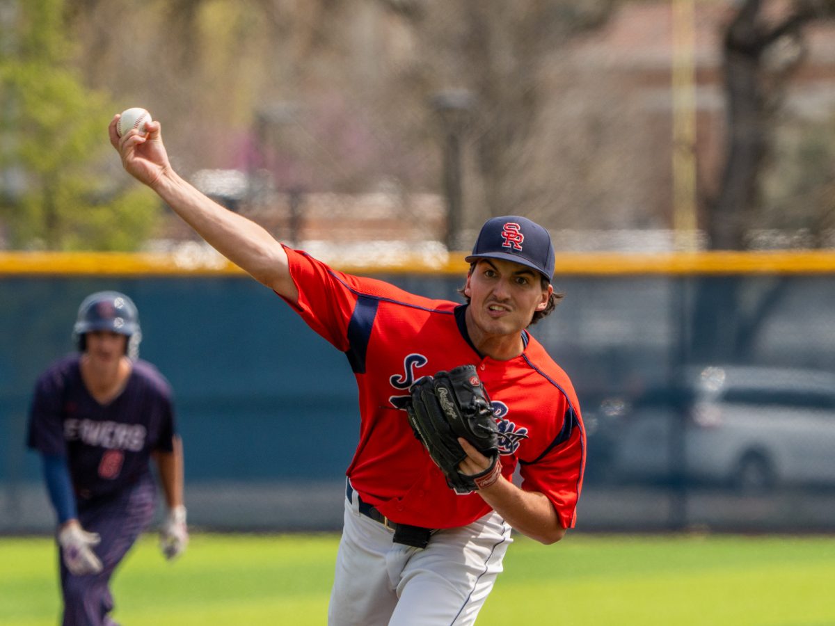 Sophomore Luke Schat pitches 4 ⅓ innings, striking out seven in the game against American River on Saturday March 29, 2025 in Santa Rosa.