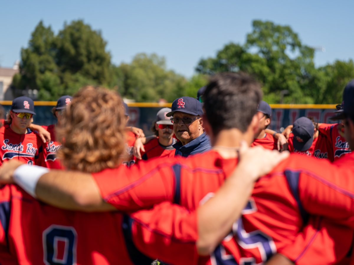 The SRJC baseball team prepares to go against Delta College on the first day of the 3C2A Super Regional playoffs on Thursday, May 8, 2025 at home. 
