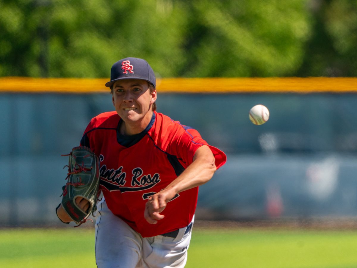 Freshman pitcher Lucas Hermes starts on the mound against Delta College on the first day of the 3C2A Super Regional playoffs on Thursday, May 8, 2025 at home. 