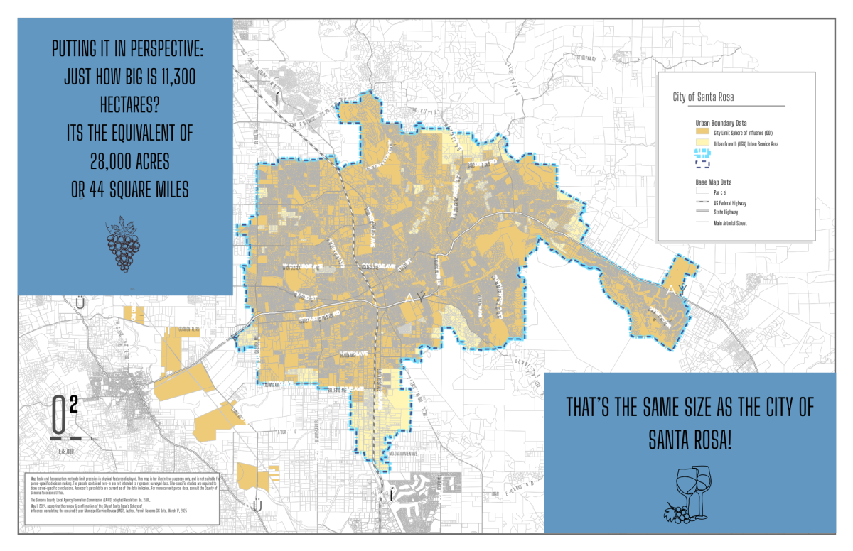 According to the Allied Grape Growers association, the Sonoma County wine industry is overplanted by the equivalent acreage of the city of Santa Rosa. 
