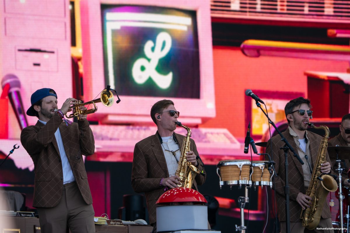 Marc Langer, left, Sumner Becker, center, and Jordan Cohen, right perform, "It's Not All About You," on the JaM Cellars Stage at BottleRock Napa Valley on Saturday, May 24, 2025 in Napa.