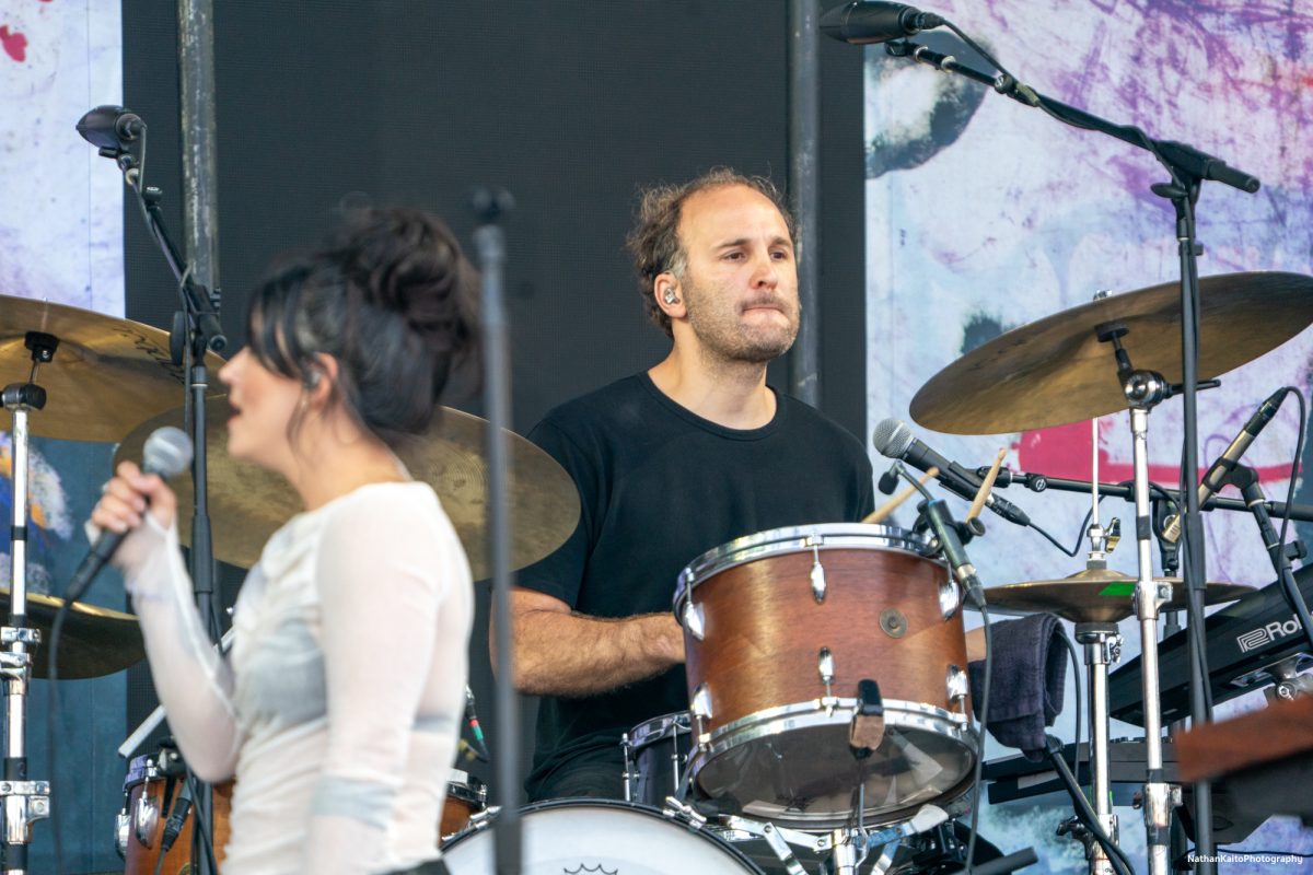 Sharon Van Etten & The Attachment Theory's drummer, Jorje Balbi plays the drums as Sharon Van Etten performs, "Afterlife," on the JaM Cellars Stage at BottleRock Napa Valley on Saturday, May 24, 2025 in Napa.
