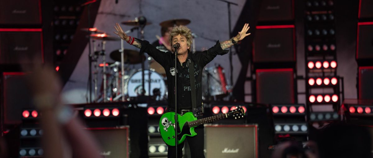Billie Joe Armstrong of Green Day jams out on his guitar, playing "Holiday" on the JaM Cellars main stage at BottleRock Napa Valley on Friday, May 23, 2025 in Napa.