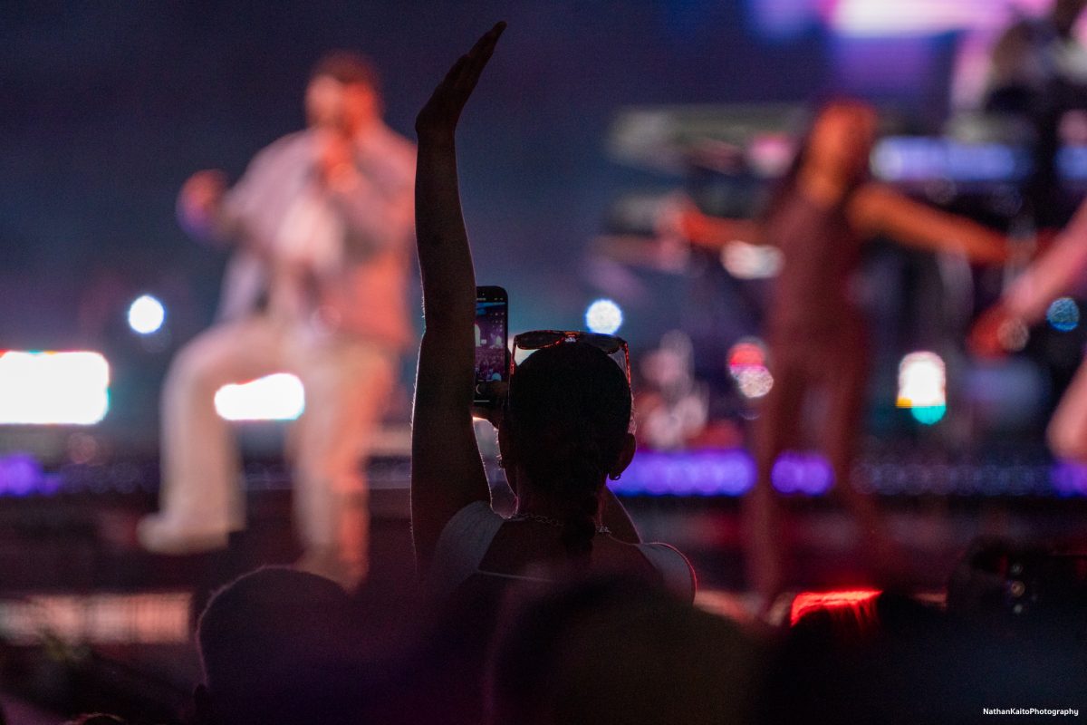A BottleRocker records Justin Timberlake's performance of, "No Angels," on the JaM Cellars Stage at BottleRock Napa Valley on Saturday, May 24, 2025 in Napa.