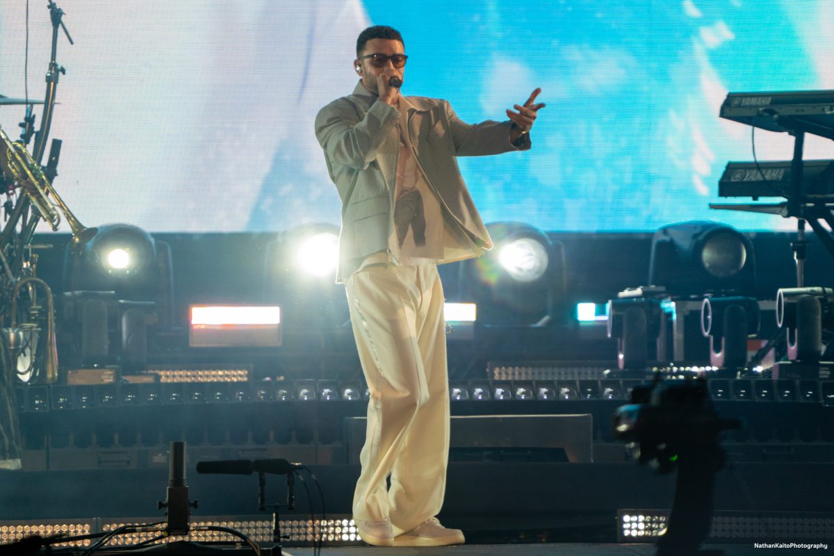 Justin Timberlake points to the crowd as he performs his opening song, "Mirrors," on the JaM Cellars Stage at BottleRock Napa Valley on Saturday, May 24, 2025 in Napa.