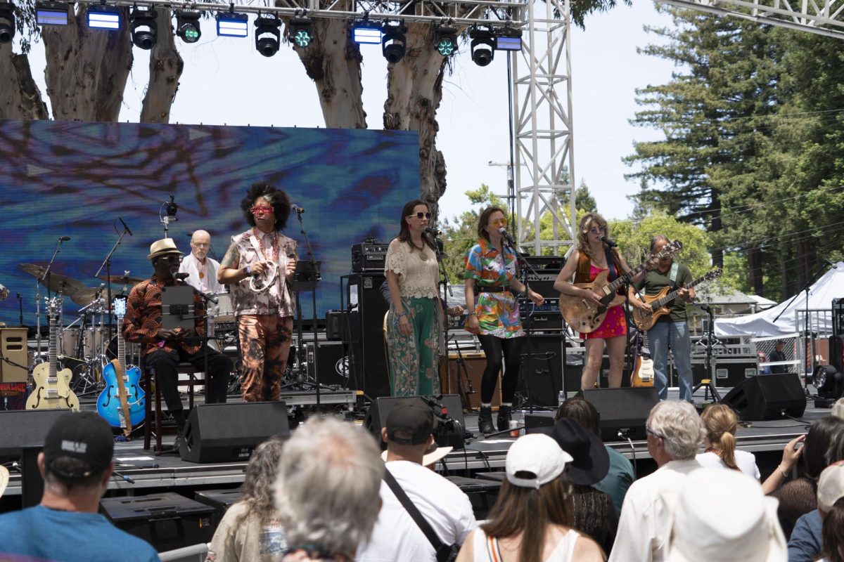 Moonalice sings towards their eagerly awaiting fans following technical difficulties on the Prudential Stage at BottleRock Napa Valley on Sunday, May 25, 2025 in Napa.