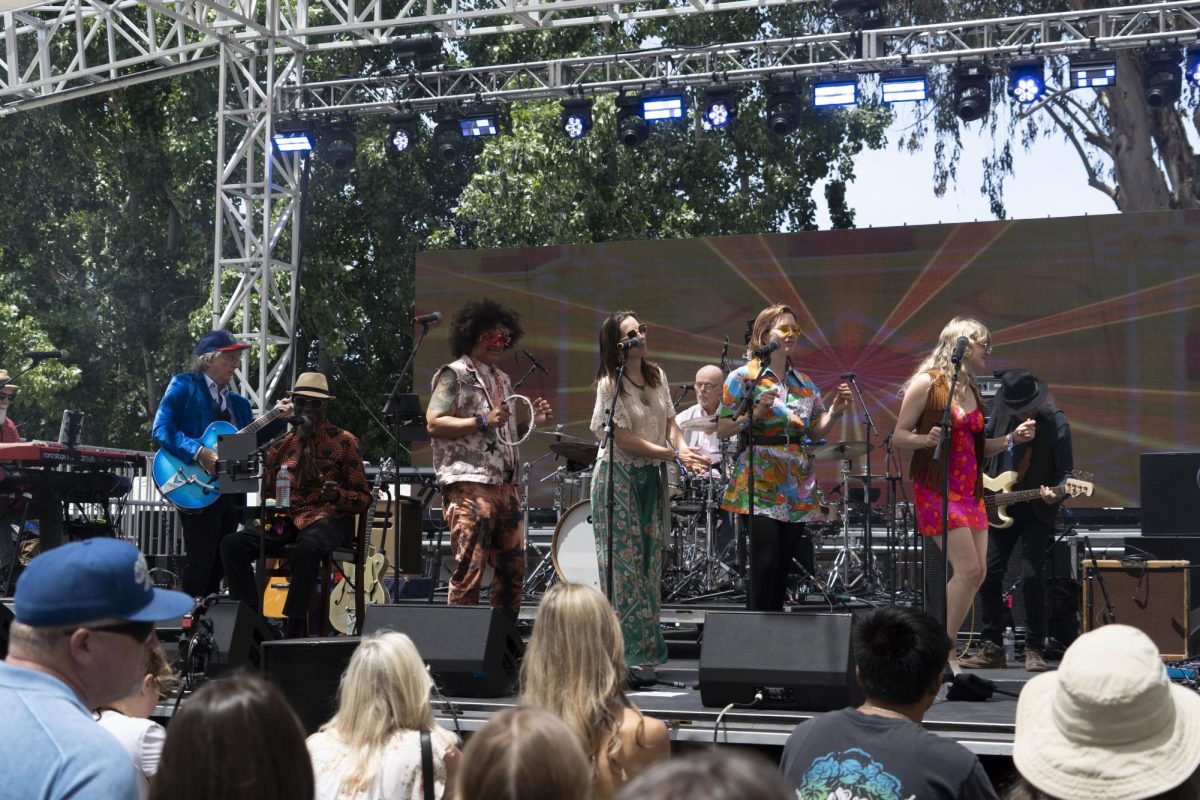 Moonalice dances and sings on the Prudential Stage at BottleRock Napa Valley on Sunday, May 25, 2025 in Napa.