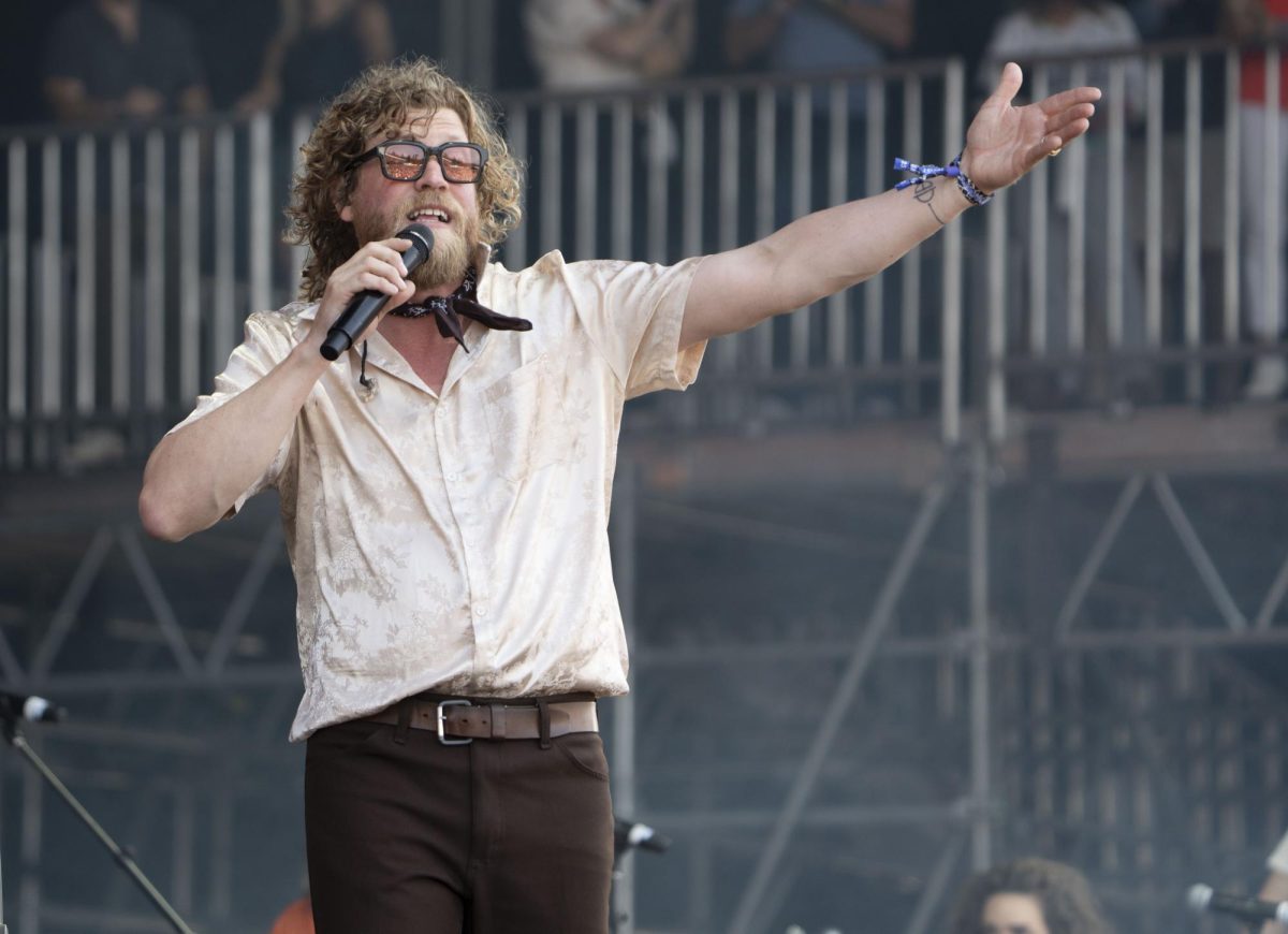 Allen Stone gestures to the fans as he performs on the Verizon Stage at BottleRock Napa Valley on Sunday, May 25, 2025 in Napa.