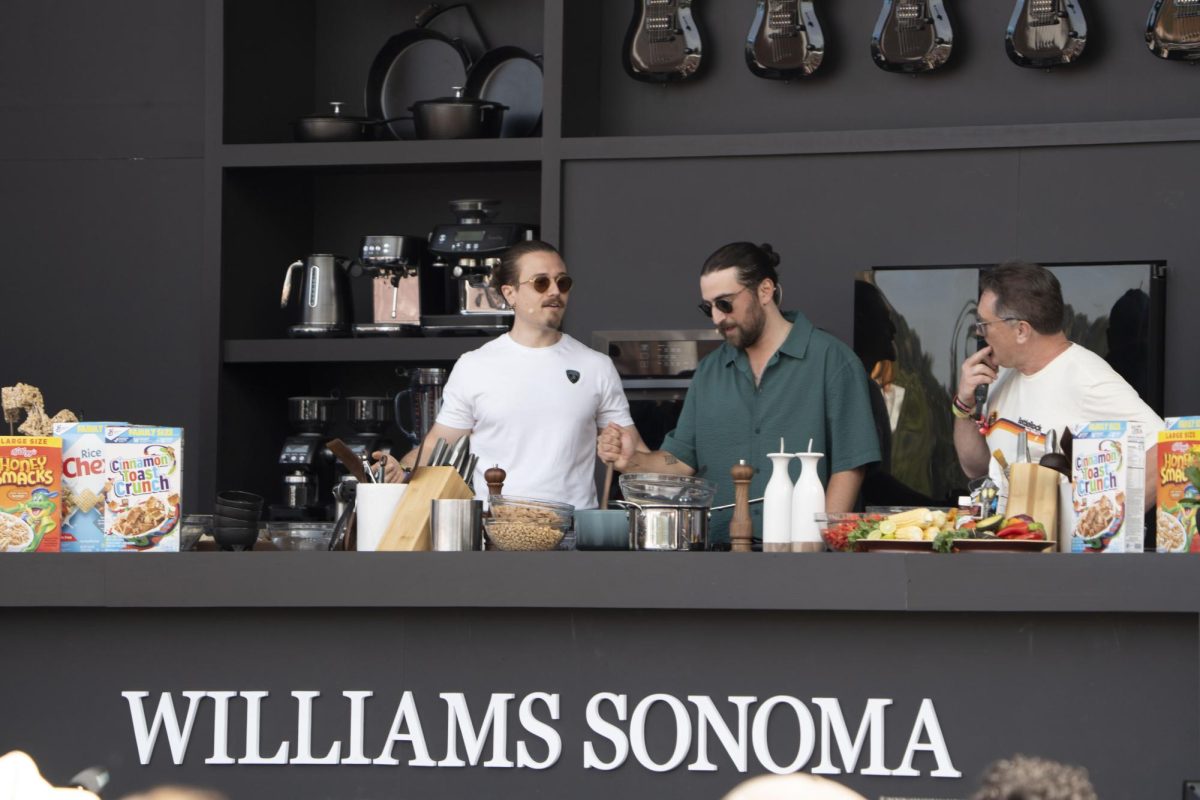 Noah Kahan and Joshua Weissman  conversate and entertain fans as they cook on the Williams Sonoma Culinary Stage at BottleRock Napa Valley on Sunday, May 25, 2025 in Napa.