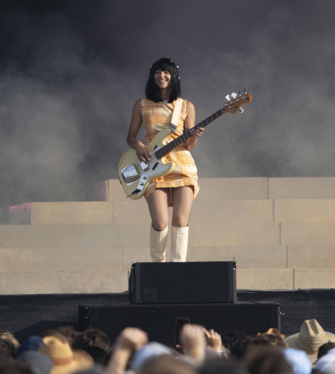 Khruangbin smiles at her fans as she performs at the JaM Cellars Stage at BottleRock Napa Valley on Sunday, May 25, 2025 in Napa.