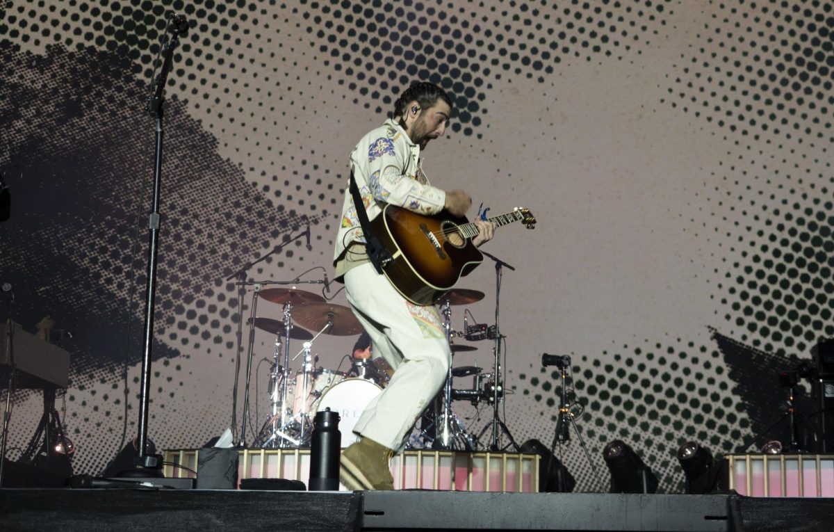 Noah Kahan hits a jig while performing at the JaM Cellars Stage at BottleRock Napa Valley on Sunday, May 25, 2025 in Napa.