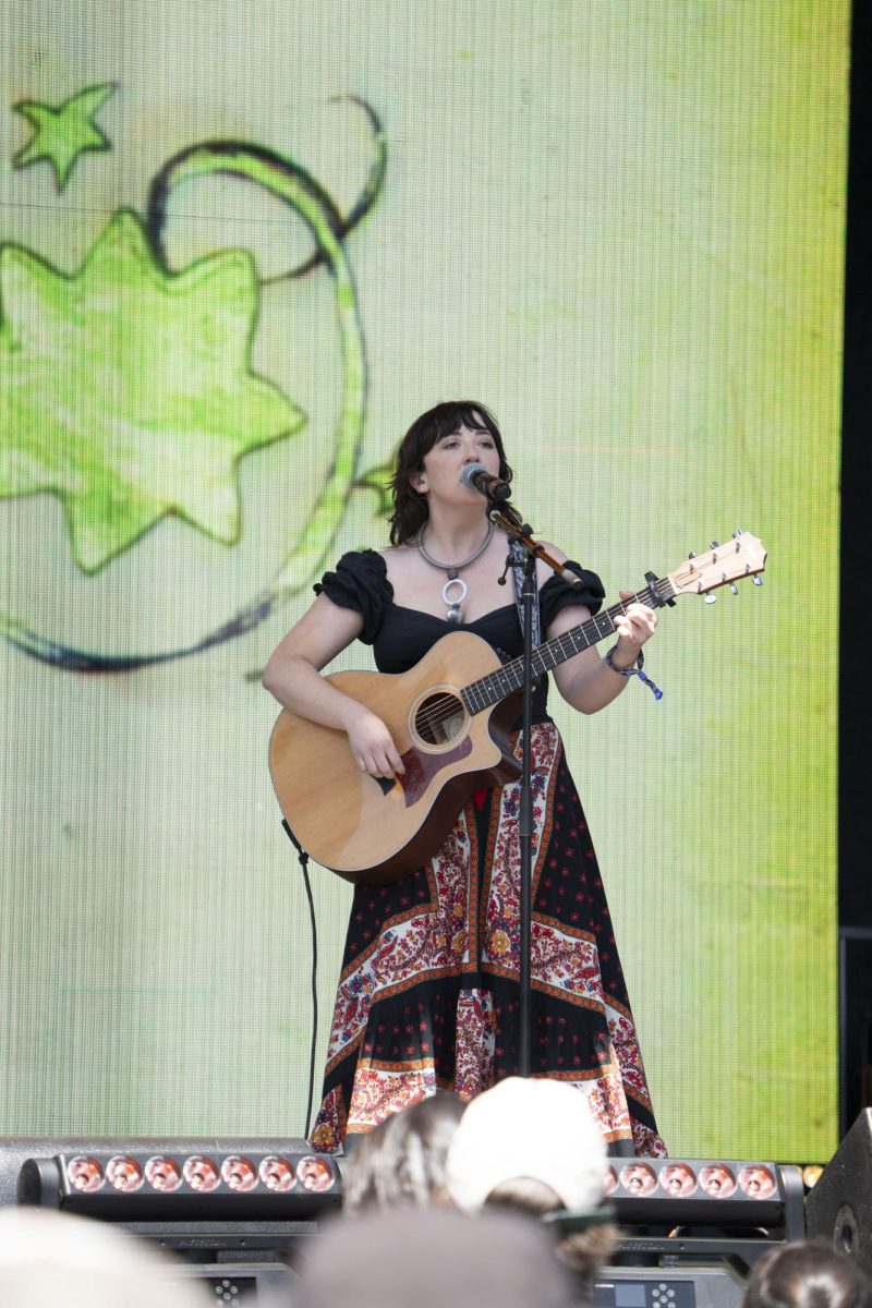BEL performs in-front of a clean green backdrop on the White Claw Stage at BottleRock Napa Valley on Sunday, May 25, 2025 in Napa.