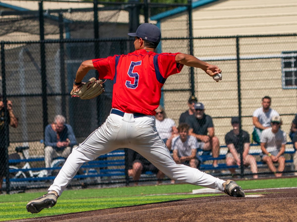 Freshman Evan Sandoval pitches for the Bear Cubs in the bottom of the sixth against Sierra in game two of the 3C2A Regional Finals on Saturday, May 17, 2025 in Santa Rosa.