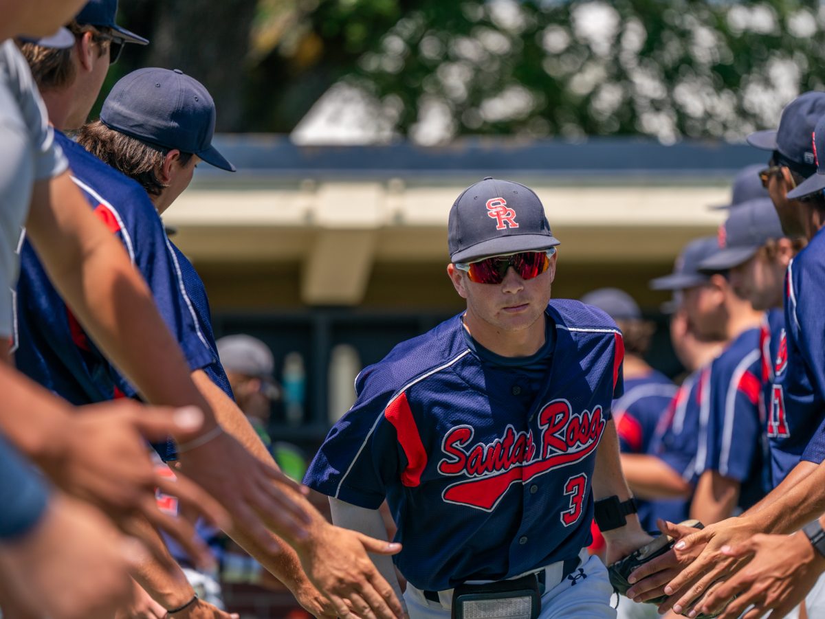 Sophomore starting third baseman Tyler Nordyke runs out to center field one final time before playing against Sierra in game three of the 3C2A Regional Finals on Sunday, May 18, 2025 in Santa Rosa.