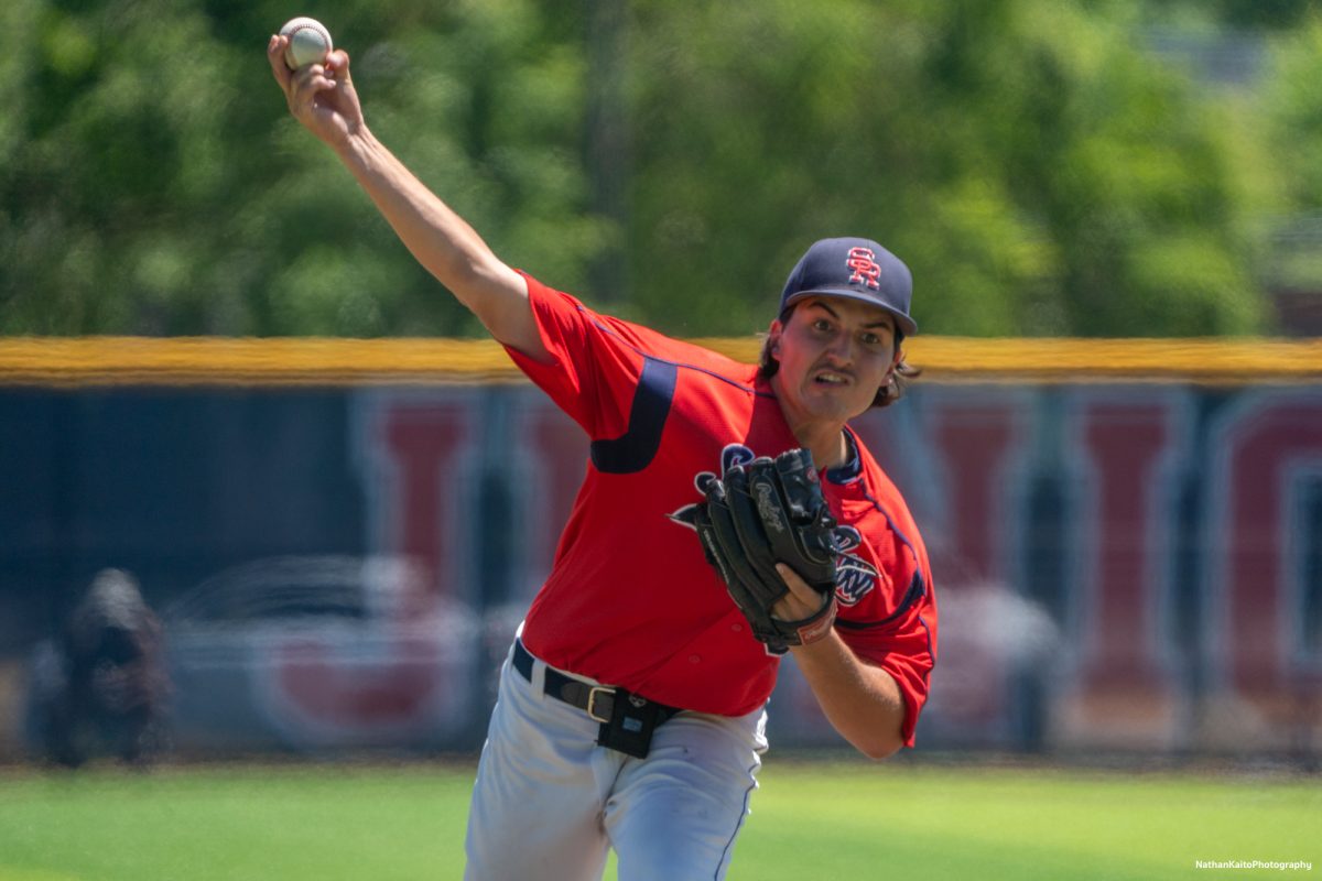 Bear Cubs' sophomore Luke Schat unleashes a pitch after being introuced in the seventh inning during game four of the 3C2A Super Regionals on Saturday, May 10, 2025 in Santa Rosa.