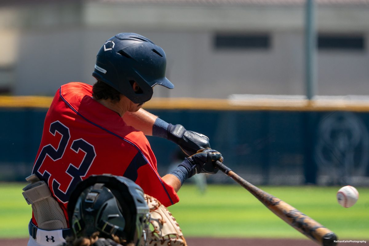 Bear Cubs' freshman shortstop Caze Derammelaere connects with the ball during his first at-bat during game two of the 3C2A Regional Finals on Saturday, May 17, 2025 in Santa Rosa. 
