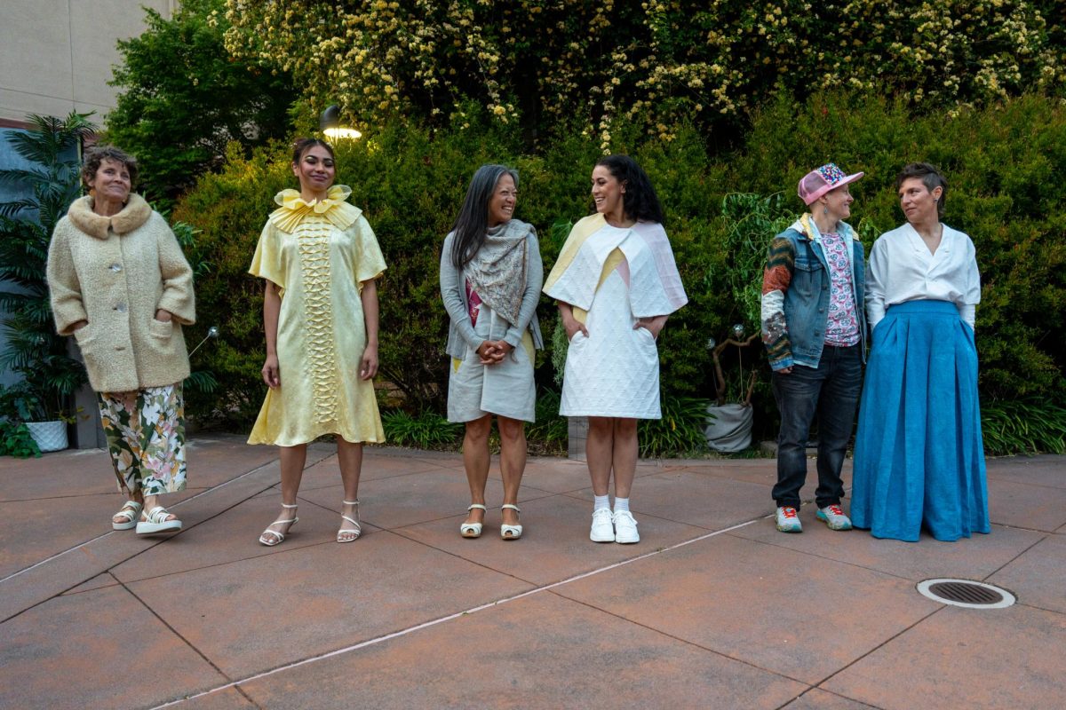 Finalists for the Jacquard to Die For competition line-up to recieve their placement awards during the  Santa Rosa Junior College's 2025 Spring Fashion Show at the SRJC Petaluma Campus on Thursday, May 1, 2025.
