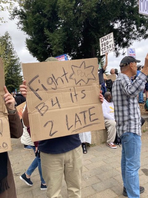 April 5 political protesters in Santa Rosa expressed the urgency they felt even before Trump's presidency had reached 100 days.