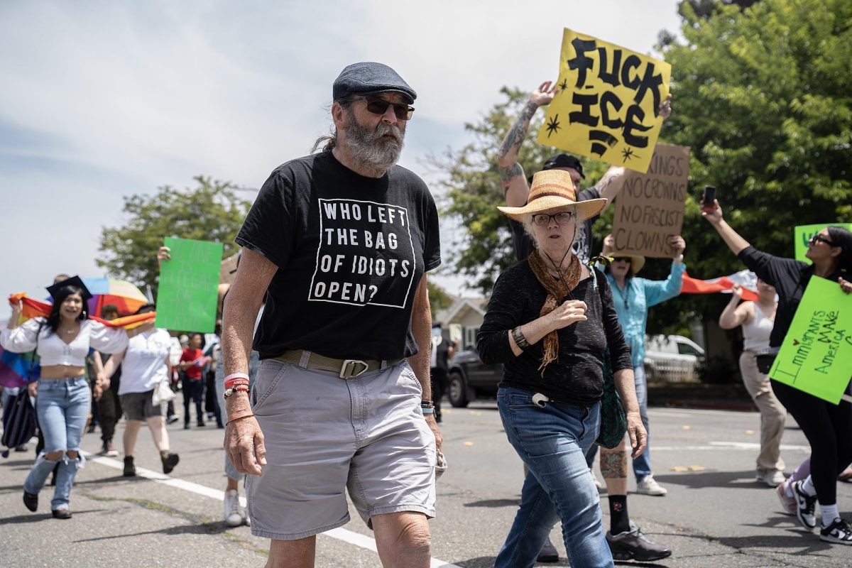 Protesters in Santa Rosa joined the nationwide 'No Kings' protests on June 14 to show their displeasure of President Donald Trump’s military parade and administrative policies that have disrupted thousands of Americans’ lives. 