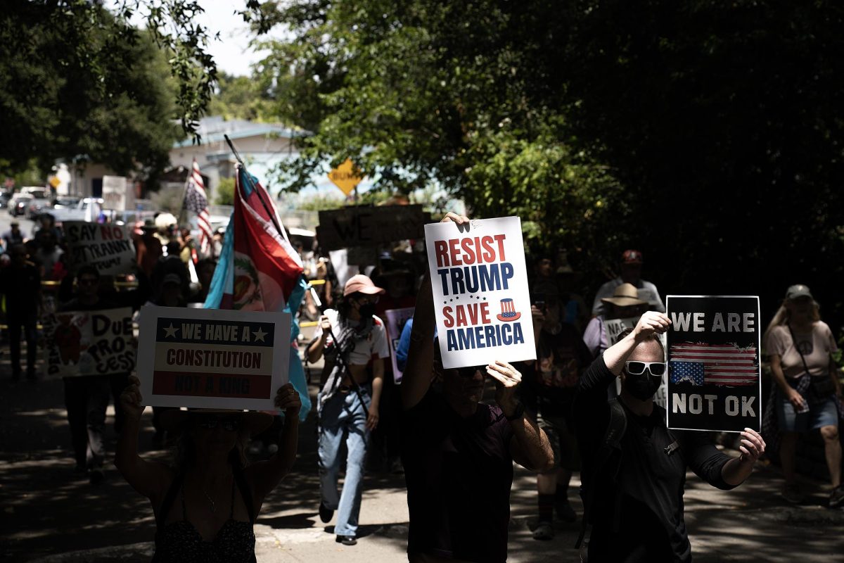 Protesters in Santa Rosa joined the nationwide 'No Kings' protests on June 14 to show their displeasure of President Donald Trump’s military parade and administrative policies that have disrupted thousands of Americans’ lives. 