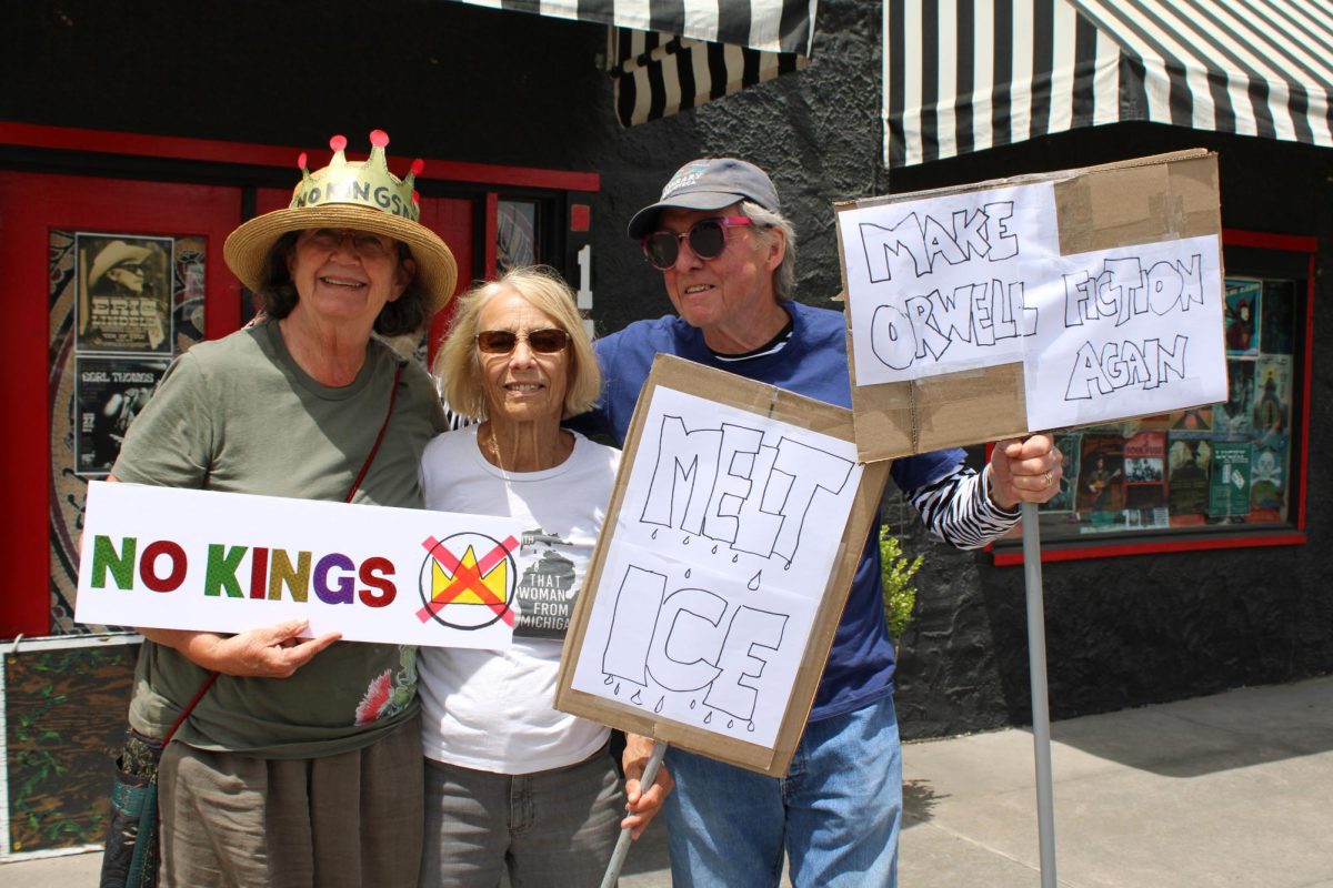 Lifelong friends Dana, Rebecca and Bo hope to stand in solidarity with local officials, minorities and people who believe in democracy while attending the  No Kings Protest in downtown Healdsburg on Saturday, June 14. 