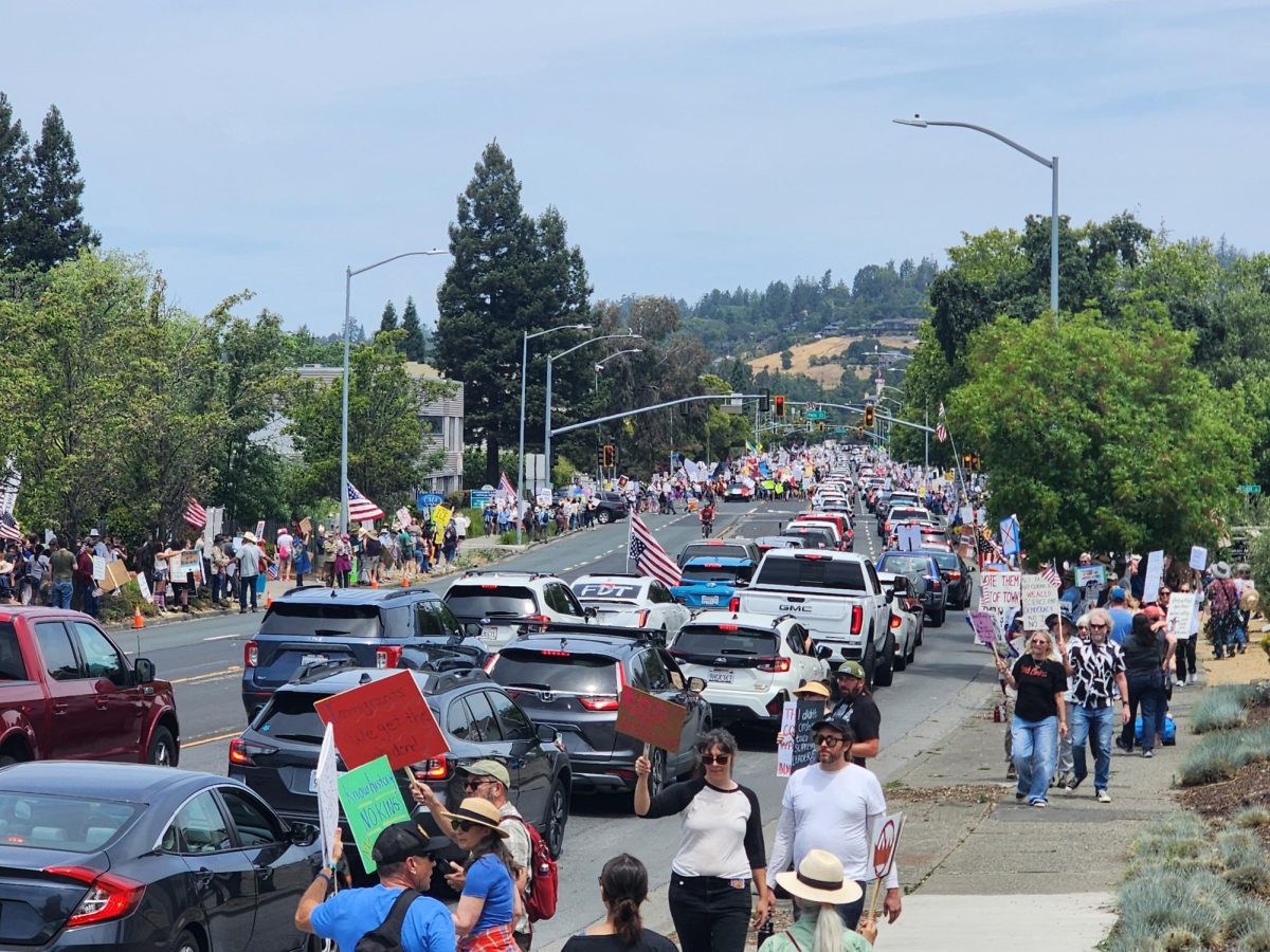 While a main procession of peaceful protestors marched up and down Farmers Lane, other protestors lined the street and waved signs at passing cars.