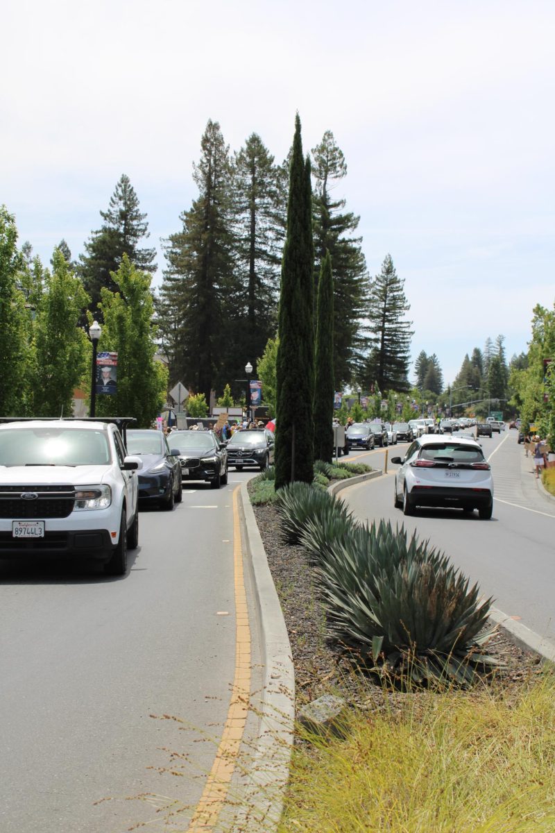 Traffic affected going into downtown Healdsburg during the No Kings Protest Saturday, June 14. 
