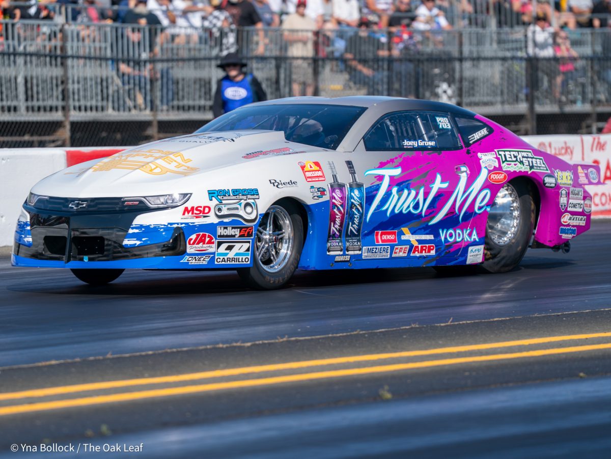 Pro Stock driver Joey Grose races Q2 against Stephen Bell and runs at 6.635 ET at 183.12 mph on day one of the DENSO NHRA Sonoma Nationals on Friday, July 25, 2025 in Sonoma.