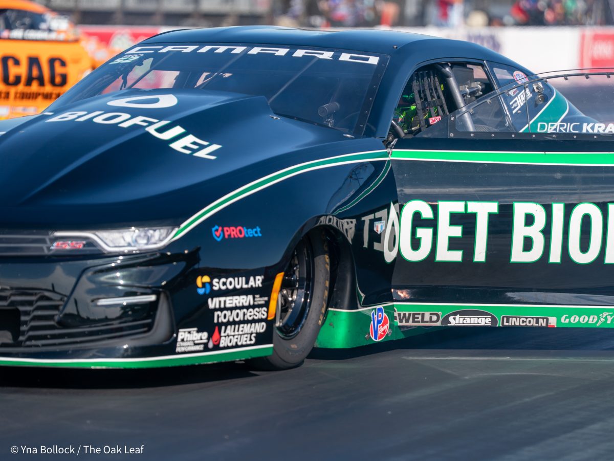 Pro Stock driver Deric Kramer gets ready to race in Q1 against Kenny Delco on day one of the DENSO NHRA Sonoma Nationals on Friday, July 25, 2025 in Sonoma.