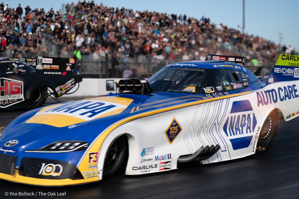 Funny Cat driver Ron Capps runs Q1 at 7.623 ET at 94.58 mph on day one of the DENSO NHRA Sonoma Nationals on Friday, July 25, 2025 in Sonoma.