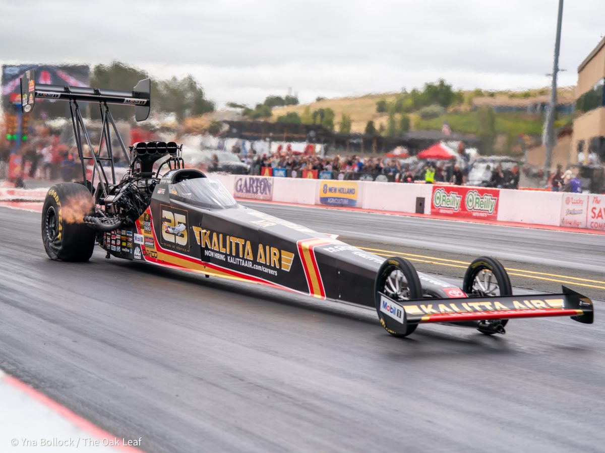 Shawn Langdon races Justin Ashley in Q3 on day two of the DENSO NHRA Sonoma Nationals on Saturday, July 26, 2025 in Sonoma. Langdon ultimately falls to Ashley after he ran a 4.970 ET at 141.28 mph	while Ashley ran a 3.741 ET at 332.43 mph.